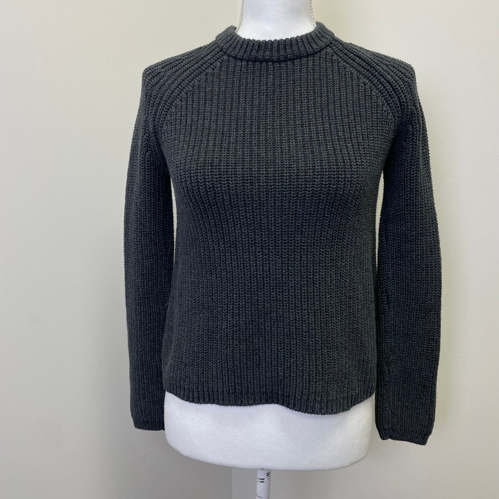 Quince Organic Cotton Fisherman Crewneck Sweater Charcoal Grey XS SHWDC01